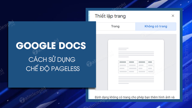 cach su dung pageless trong google docs