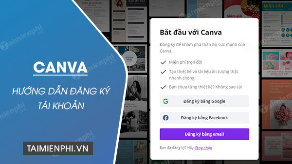 Cách tạo tài khoản Canva miễn phí bằng email