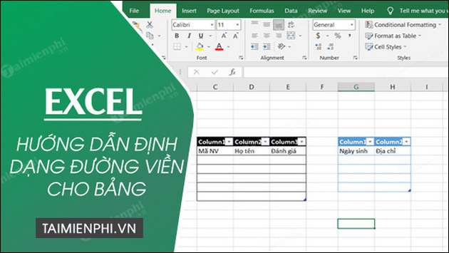 cach dinh dang duong vien cho bang excel