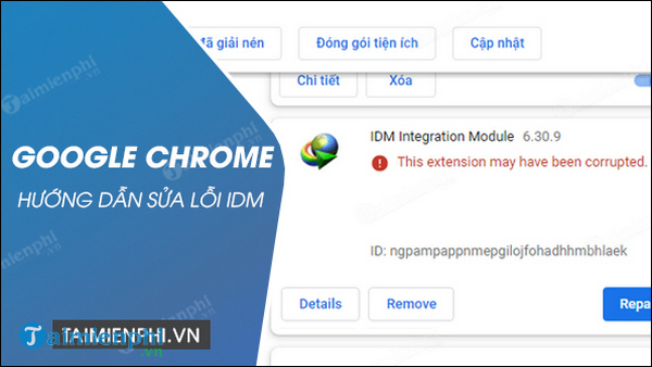 cach sua loi this extension may have been corrupted idm tren chrome
