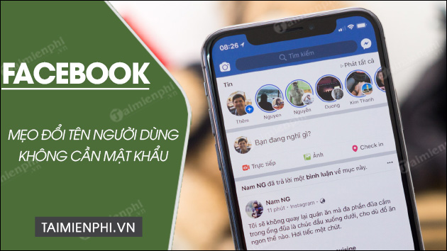 cach doi ten facebook khong can mat khau