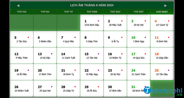 thang 8 2024 co bao nhieu ngay