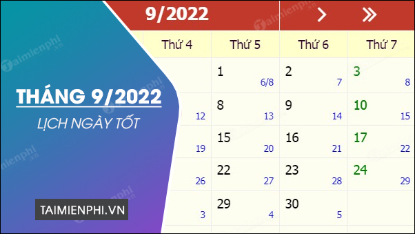  Ngày tốt tháng 9 năm 2022, xem ngày đẹp, giờ tốt tháng 9 2022