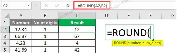 ham round trong excel