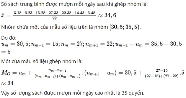 Giải toán lớp 11 trang 130, 131, 132, 133, 134, 135 sách Chân trời sáng tạo tập 1, Số trung bình và mốt của mẫu số liệu ghép nhóm 25 giai toan lop 11 trang 130 131 132 133 134 135 sach chan troi sang tao tap 1 so trung binh va mot cua mau so lieu ghep nhom 12