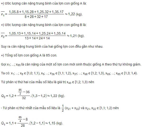 giai toan lop 11 trang 136 137 138 139 140 141 sach chan troi sang tao tap 1 trung vi va tu phan vi cua mau so lieu ghep nhom 15