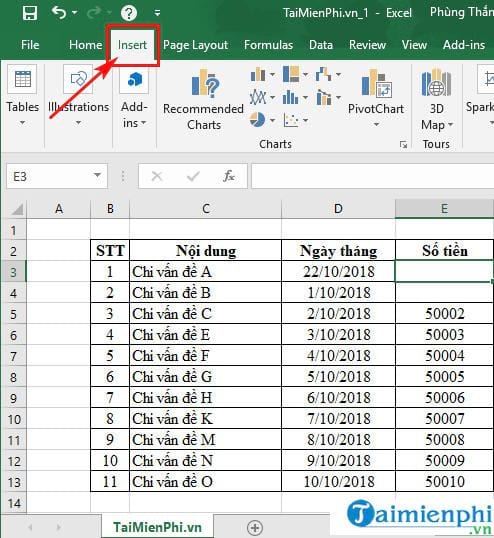 Chèn ký tự đặc biệt trong Excel 2016