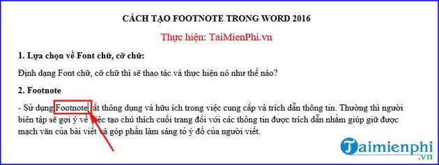 cach tao footnote trong word 2016