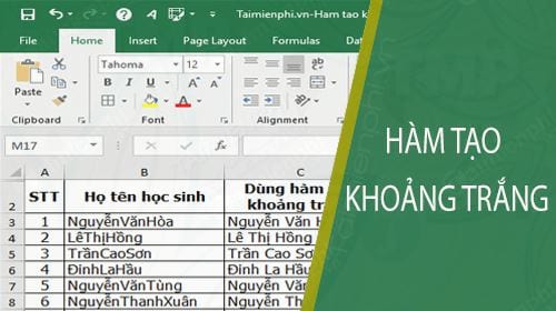 ham tao khoang trang trong excel