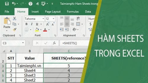 ham sheets trong excel