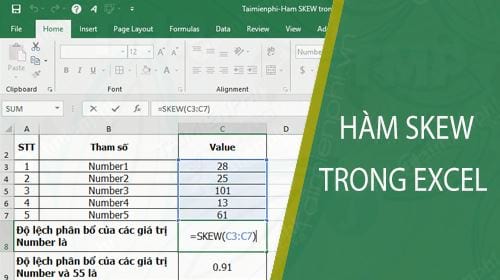 ham skew trong excel