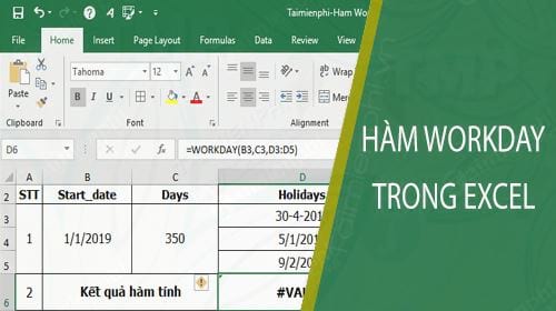 ham workday trong excel