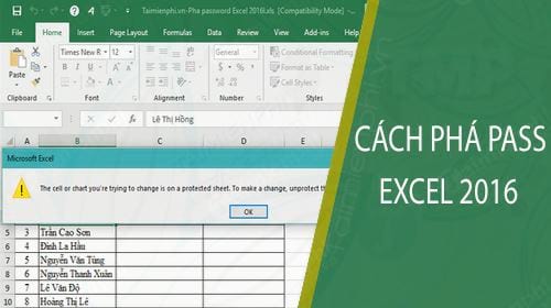 cach pha pass excel 2016