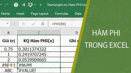 ham phi trong excel