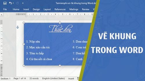 Cách vẽ khung trong Word