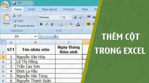cach them cot trong excel 2007