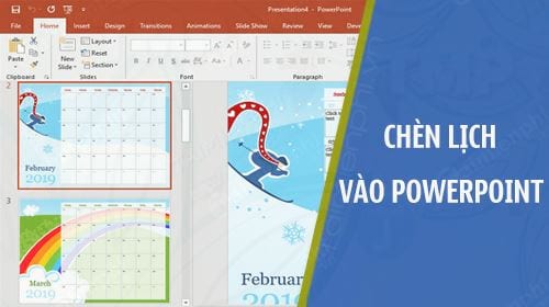 Cách chèn lịch vào PowerPoint