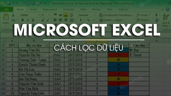 Cách lọc dữ liệu trên Excel