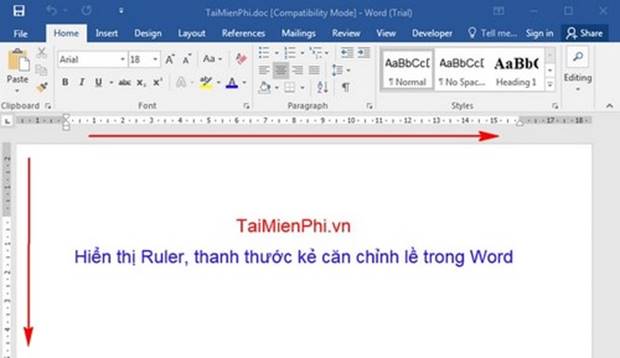 Cách bật Ruler ngang và dọc trên Word