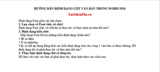 Hướng dẫn định dạng cột văn bản trong Word