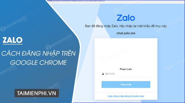 cach dang nhap zalo tren google chrome