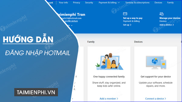 Cach dang nhap tai khoan Hotmail