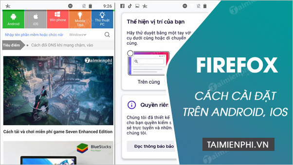 Cách cài FireFox trên Android, iOS