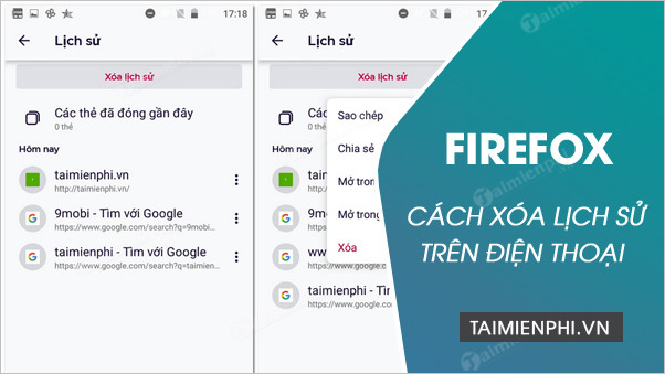 cach xoa lich su duyet web tren firefox cho dien thoai