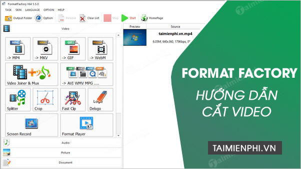 cach cat video bang format factory