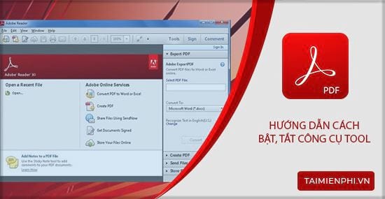 cach bat tat cong cu tool ben phai trong adobe reader xi