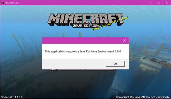 sua loi java runtime environment not found trong minecraft