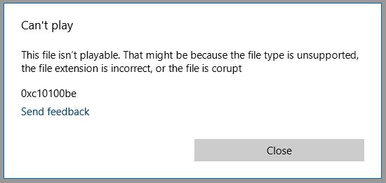 Sửa lỗi không hỗ trợ định dạng file hoặc file bị lỗi