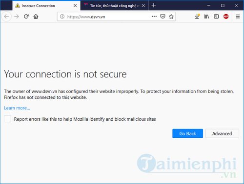 cach sua loi ssl your connection is not secure tren firefox
